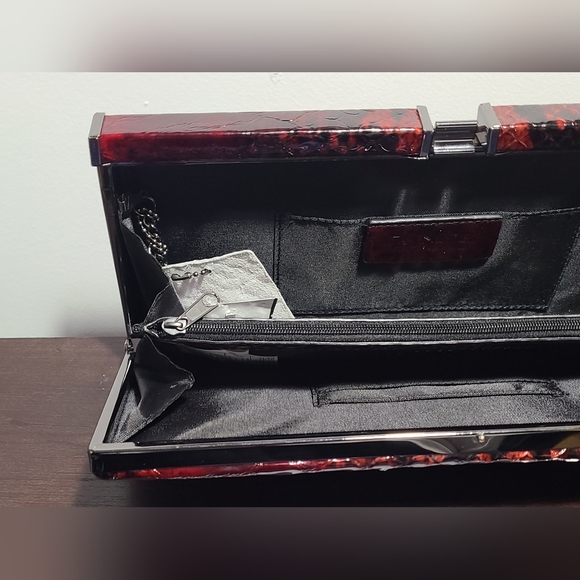 Authentic Danier Red Wine Snake Clutch / Purse - Picture 15 of 16